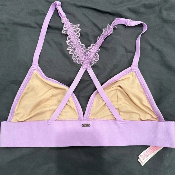 PINK Victoria's Secret Lace Triangle Bralette in Pink and Gold - Picture 3 of 8